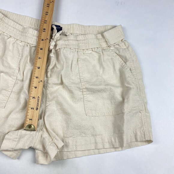 J. Crew Factory Linen Blend Drawstring Shorts Women's Size M Cream - Picture 8 of 11